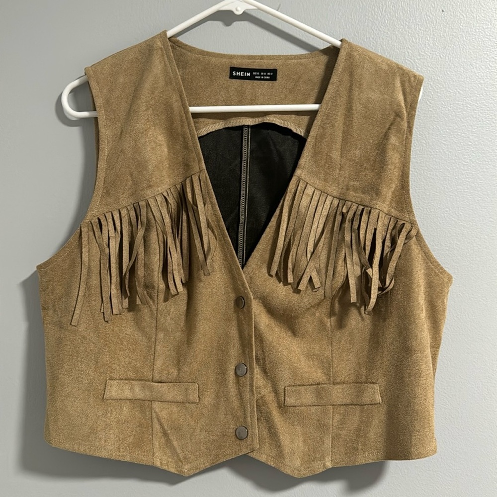 Faux suede vest with tassles